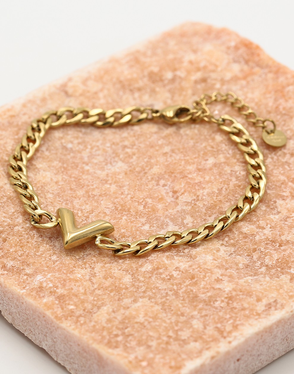 Schakelarmband V goudkleurig