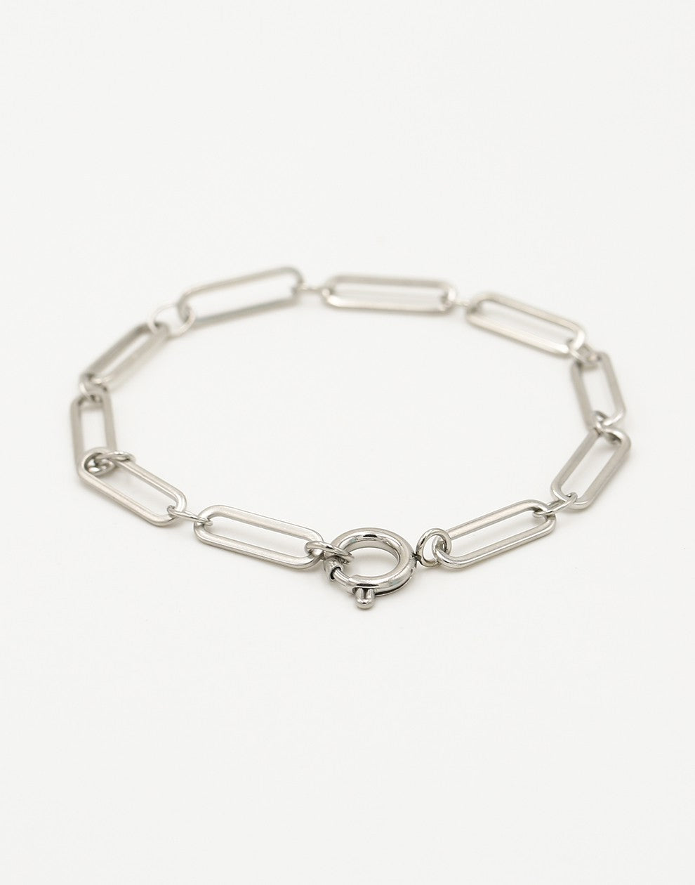 silver-colored paperclip link bracelet