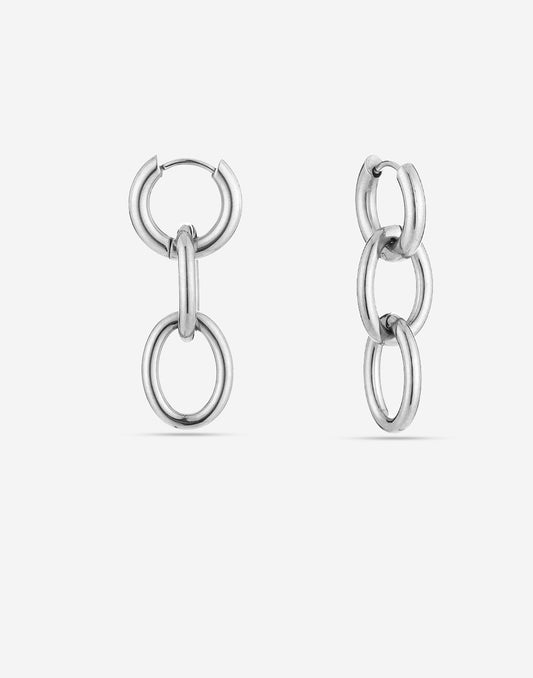 Oorringen ovale schakels hanger zilverkleurig