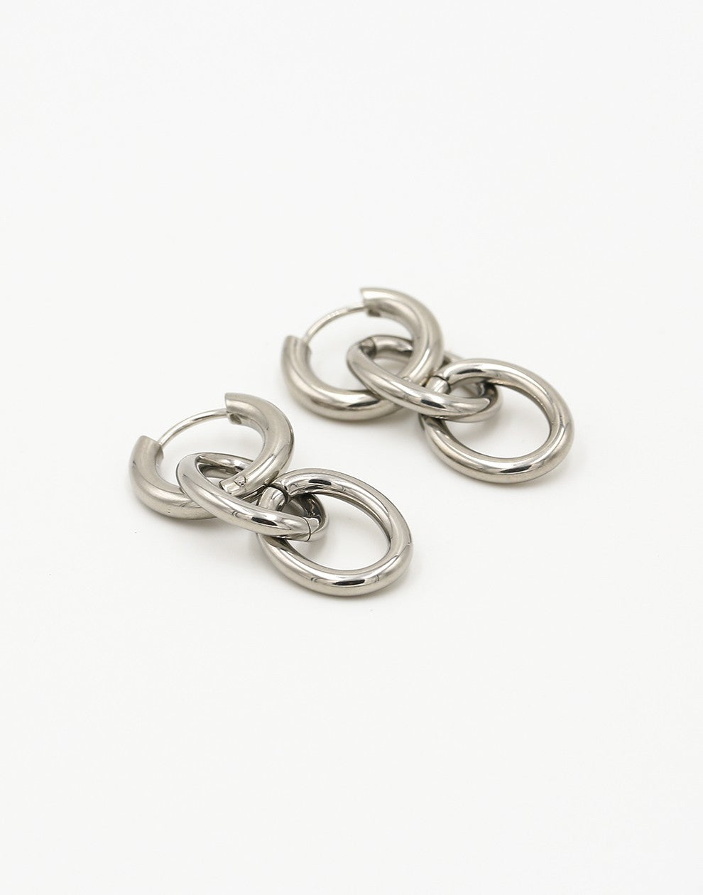 Oorringen ovale schakels hanger zilverkleurig