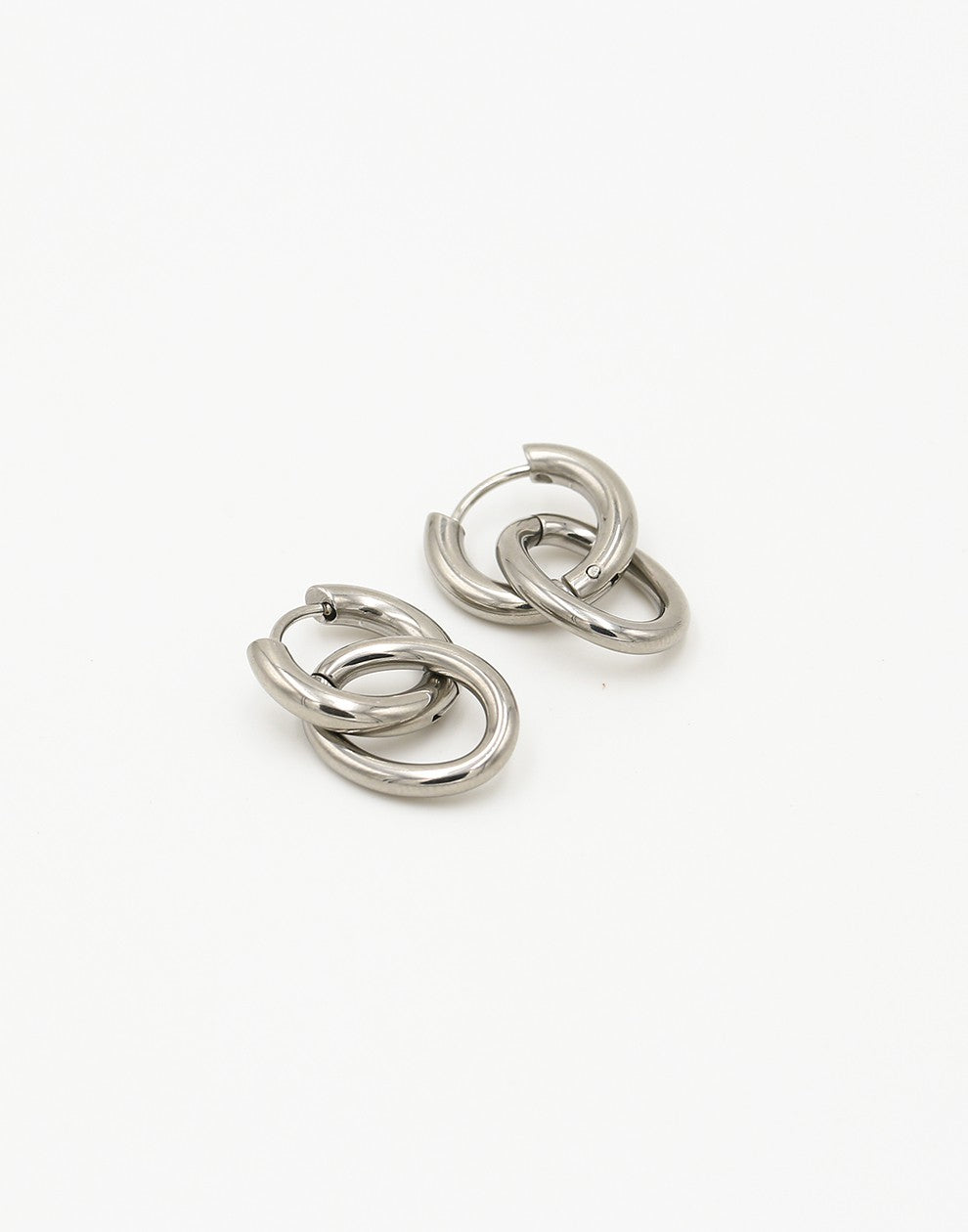 Chunky oorringen met ovale hanger zilverkleurig