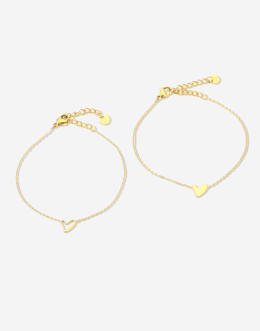 Armbanden vrienden set speels hartje goudkleurig