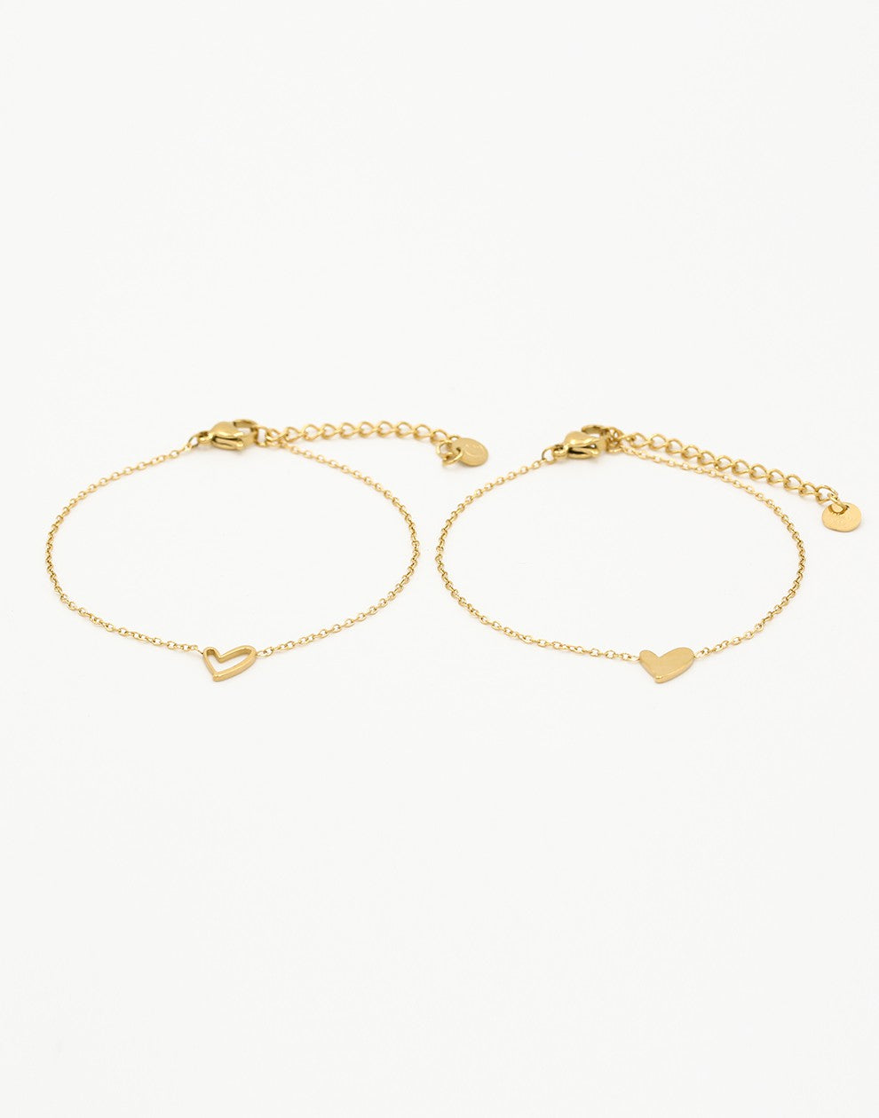 Armbanden vrienden set speels hartje goudkleurig