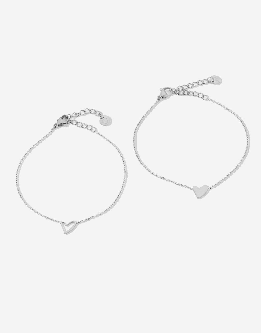 Armbanden vrienden set speels hartje zilverkleurig