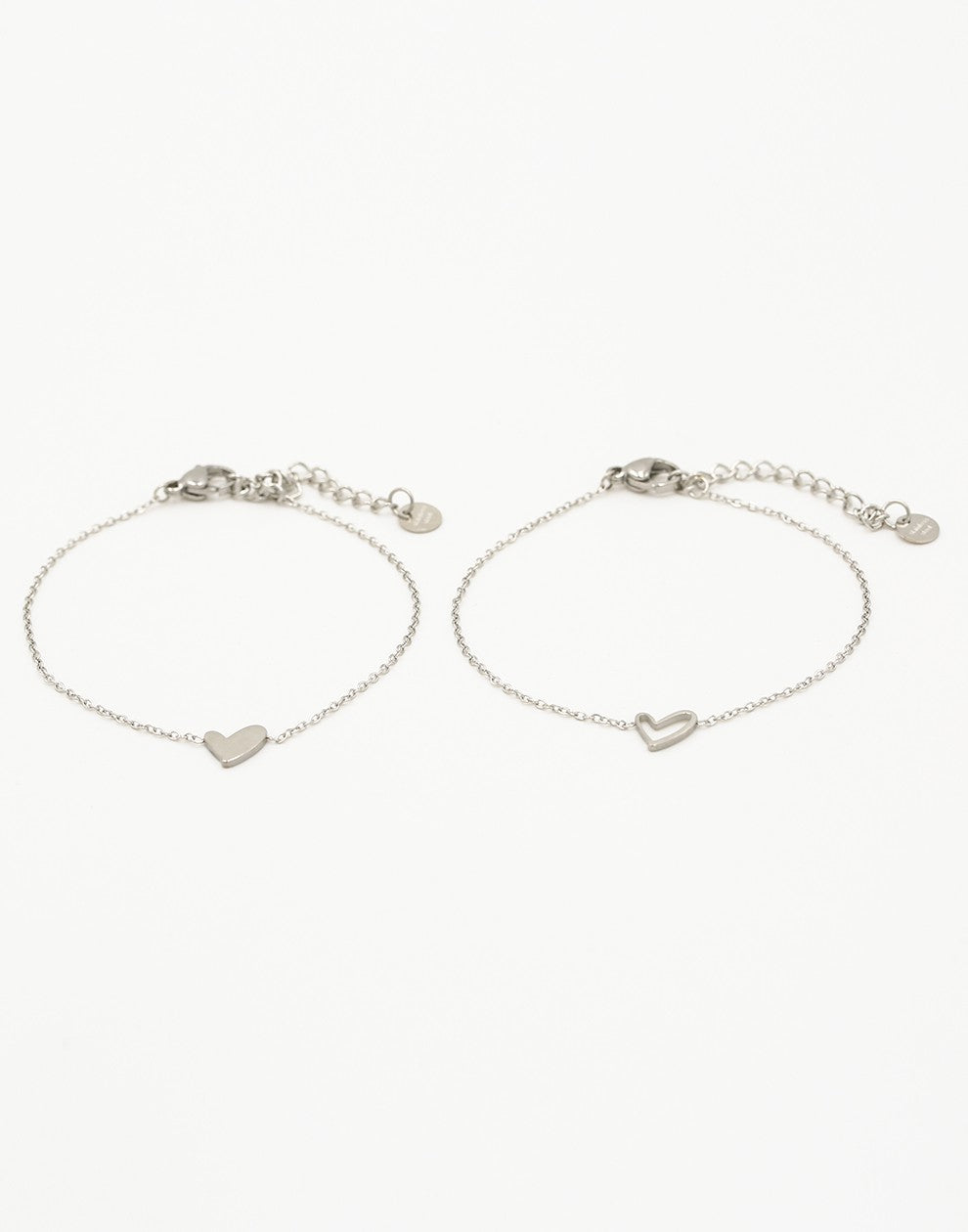 Armbanden vrienden set speels hartje zilverkleurig