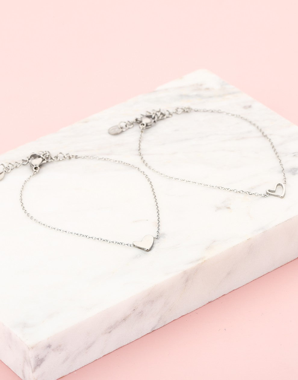 Armbanden vrienden set speels hartje zilverkleurig