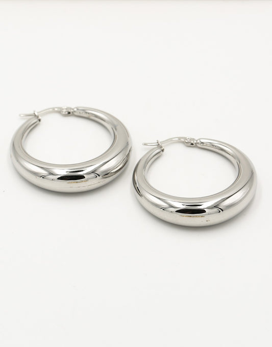 Oorringen chunky hoops zilverkleurig