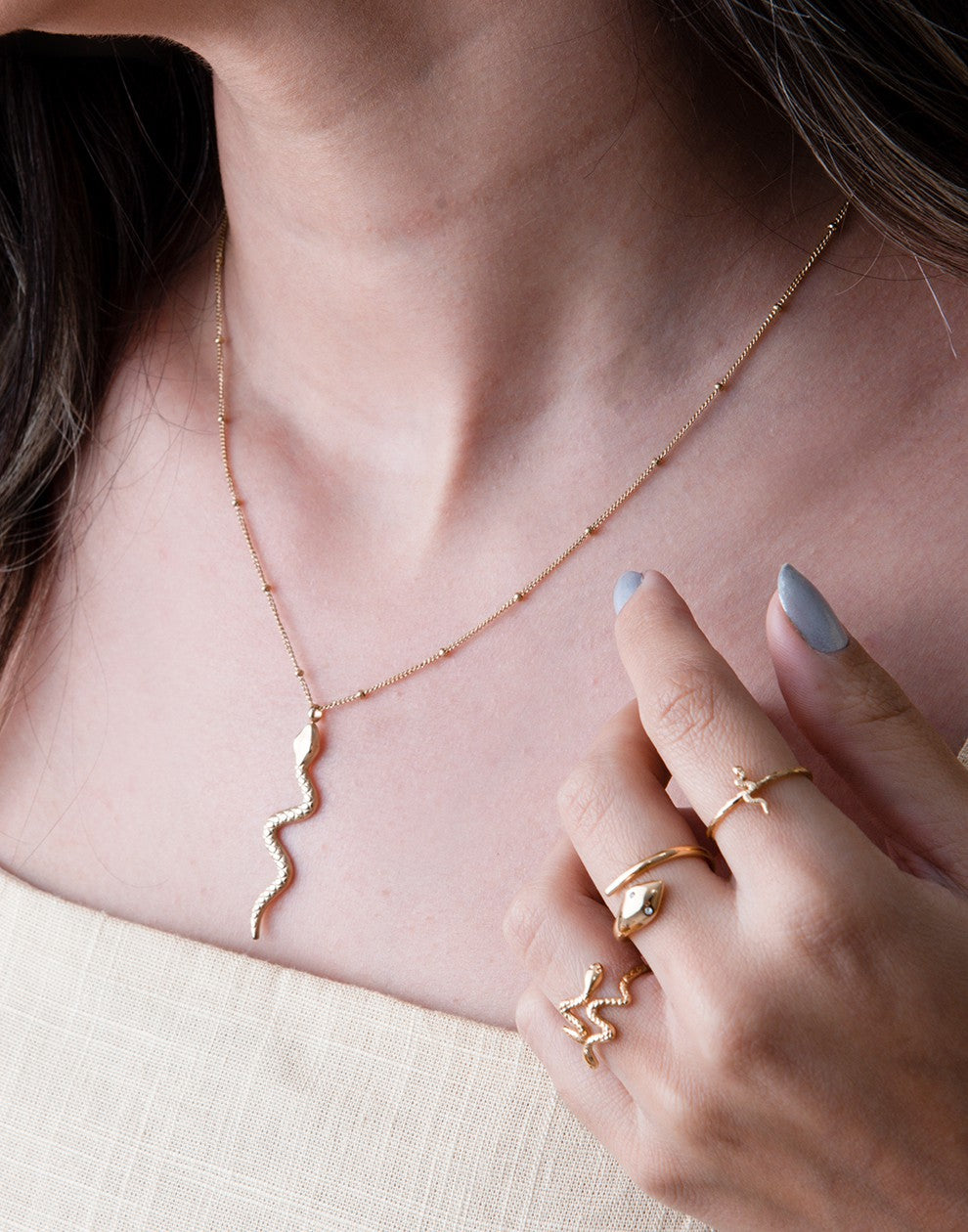 Ringen set slang goudkleurig