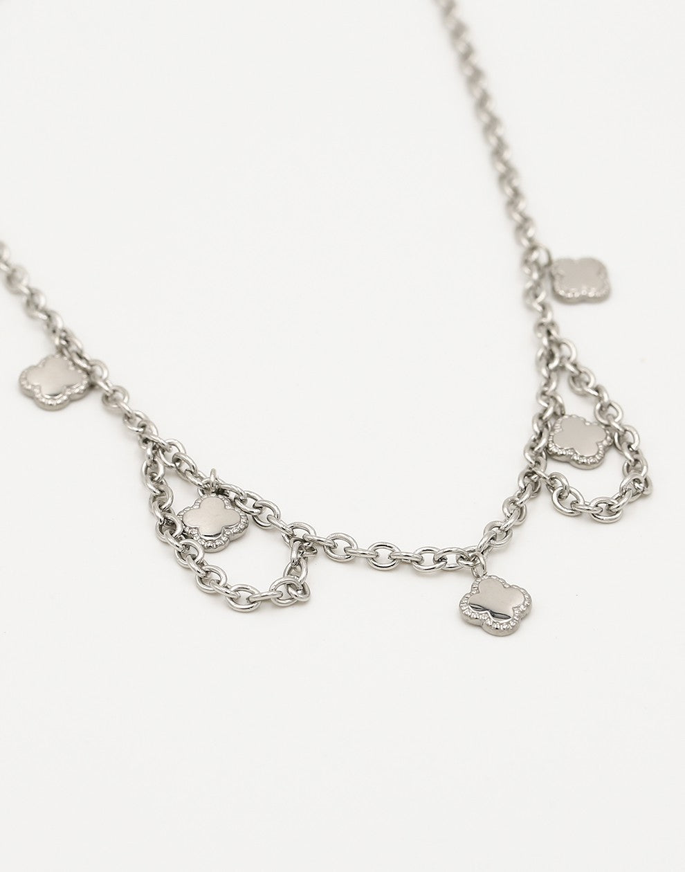 Schakelketting klavers zilverkleurig