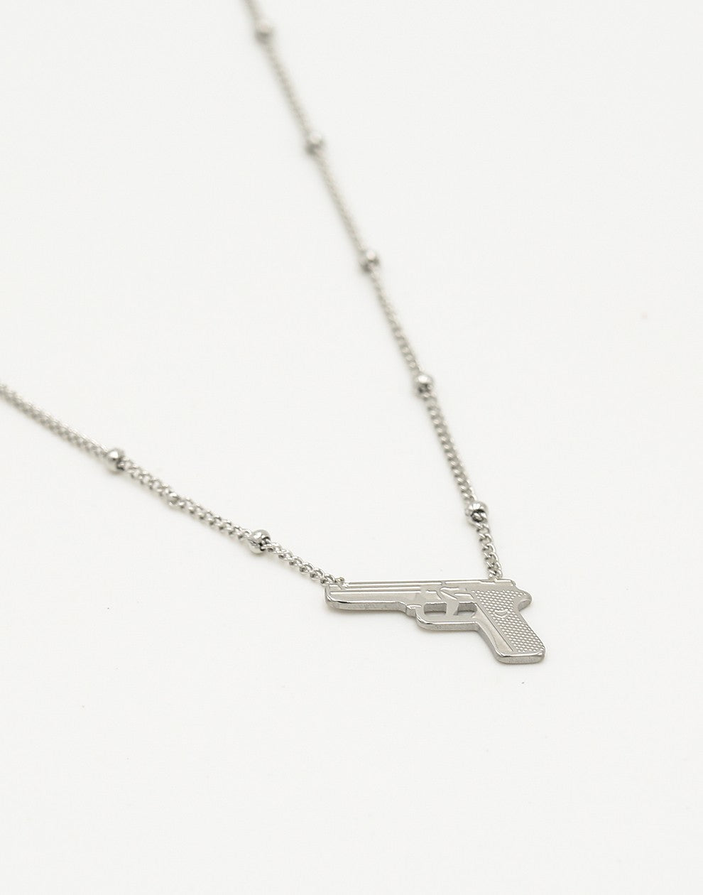 Balletjes ketting pistool zilverkleurig