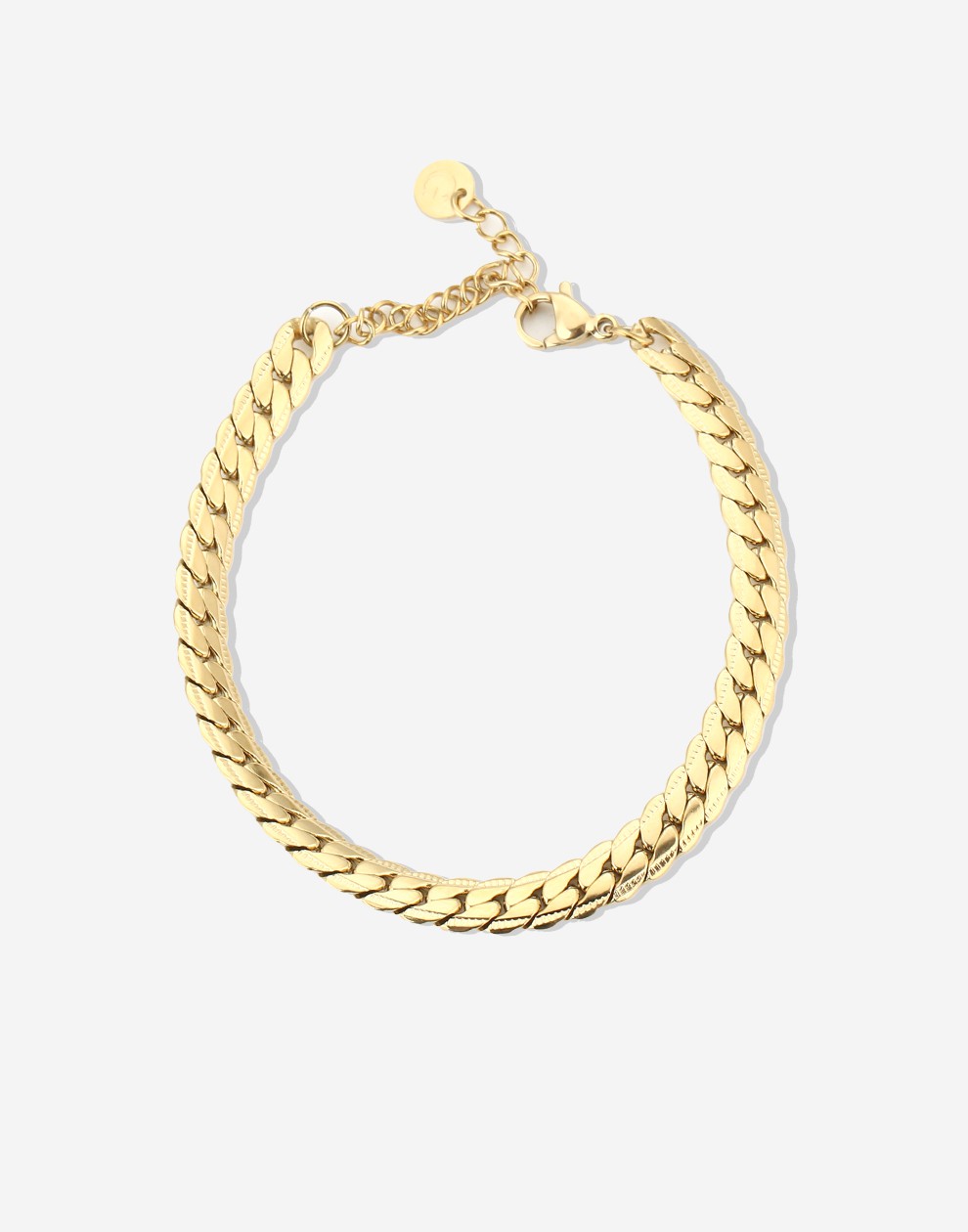 Platte schakelarmband goudkleurig