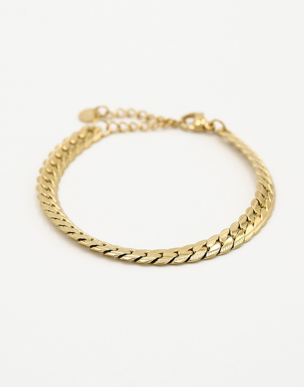 Platte schakelarmband goudkleurig