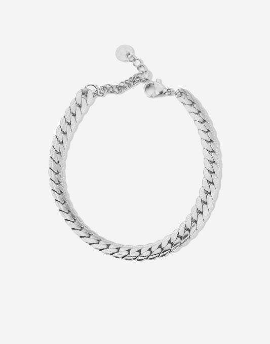 Platte schakelarmband zilverkleurig
