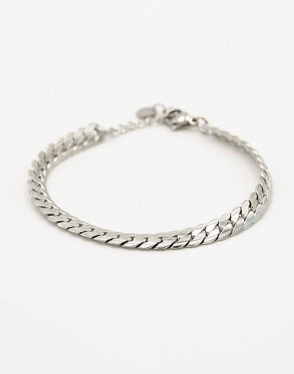 Platte schakelarmband zilverkleurig