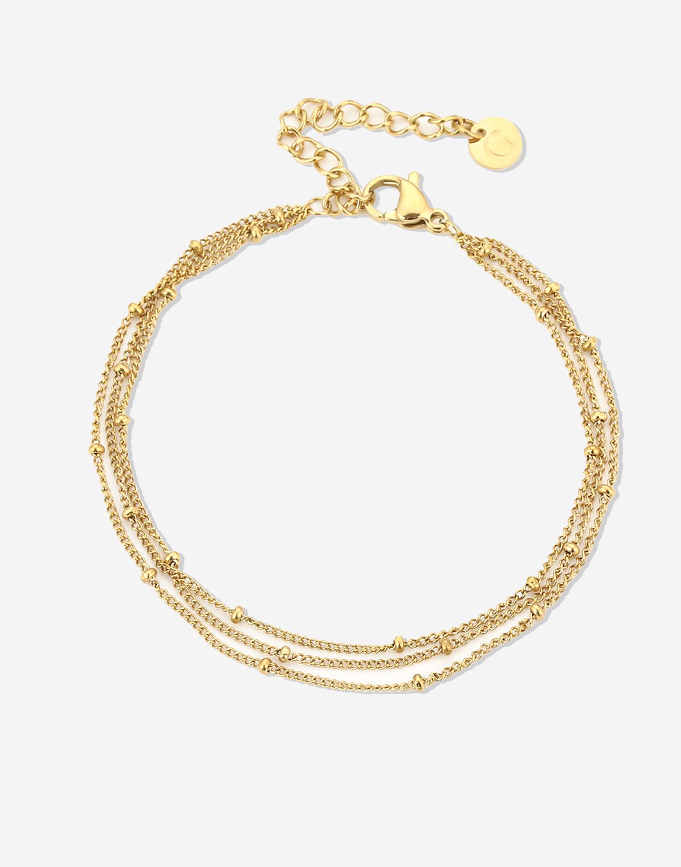 Armband goudkleurig bolletjes drielaags