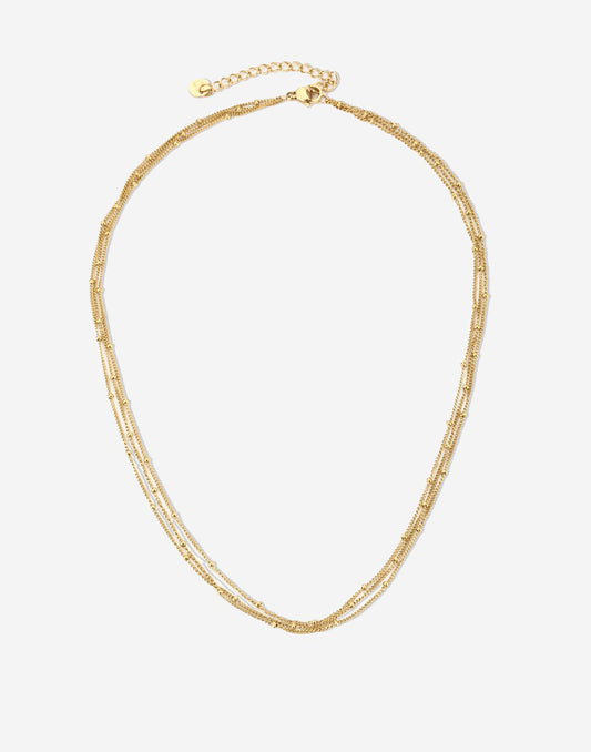 ketting goudkleurig bolletjes drielaags