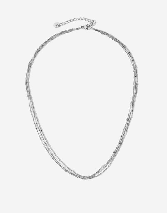 ketting zilverkleurig bolletjes drielaags