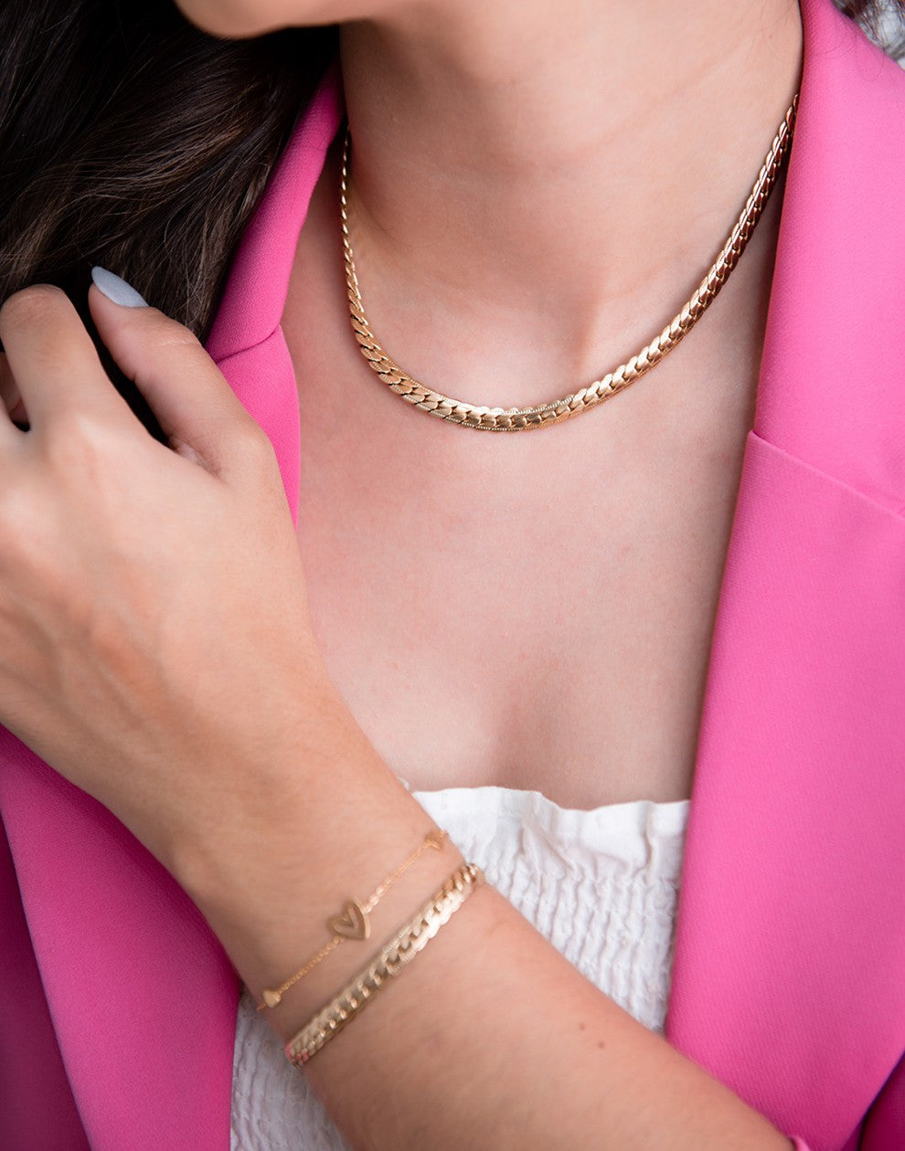 Platte schakelketting goudkleurig