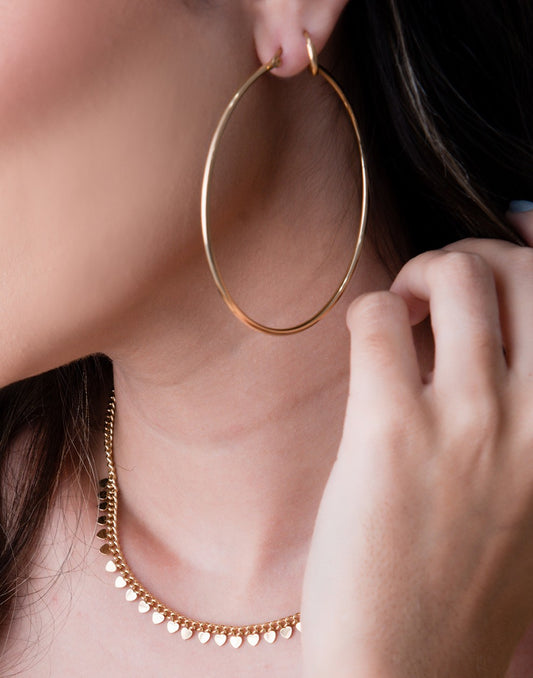 Dunne creolen goudkleurig 70mm