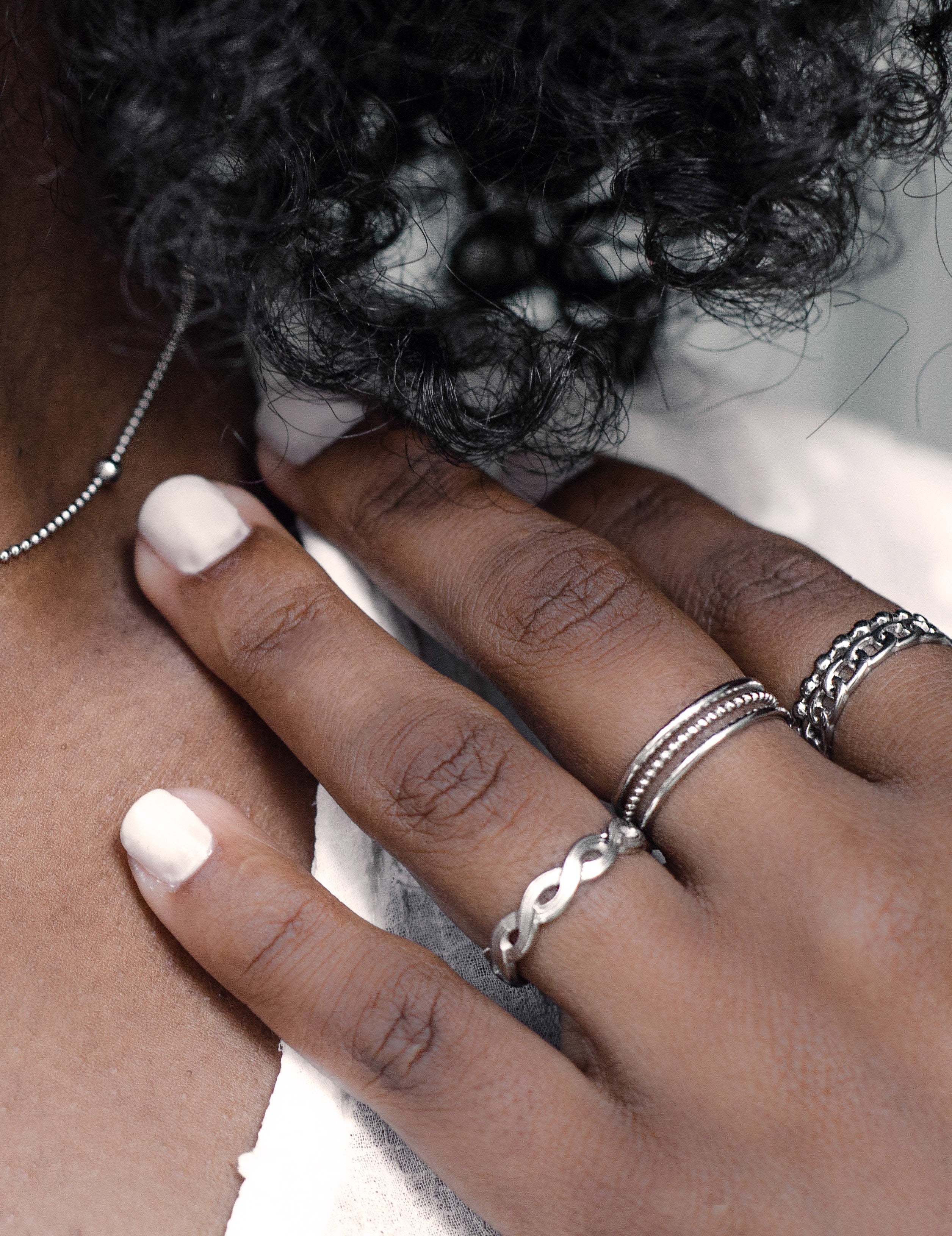 Silver-colored ring set