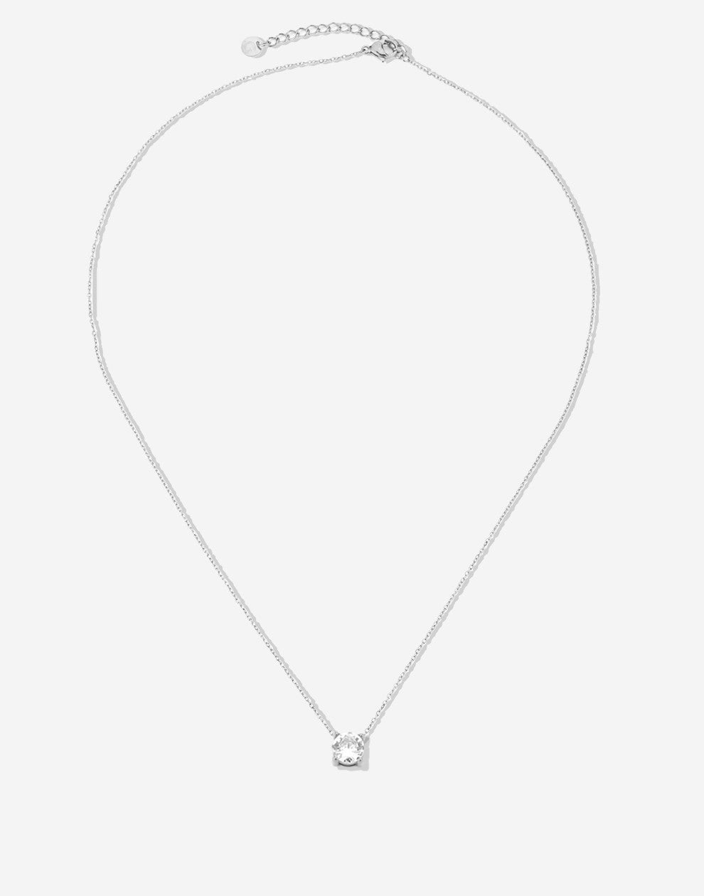 Ketting steen rond zilverkleurig