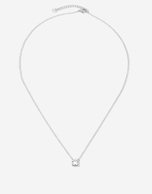 Ketting steen rond zilverkleurig