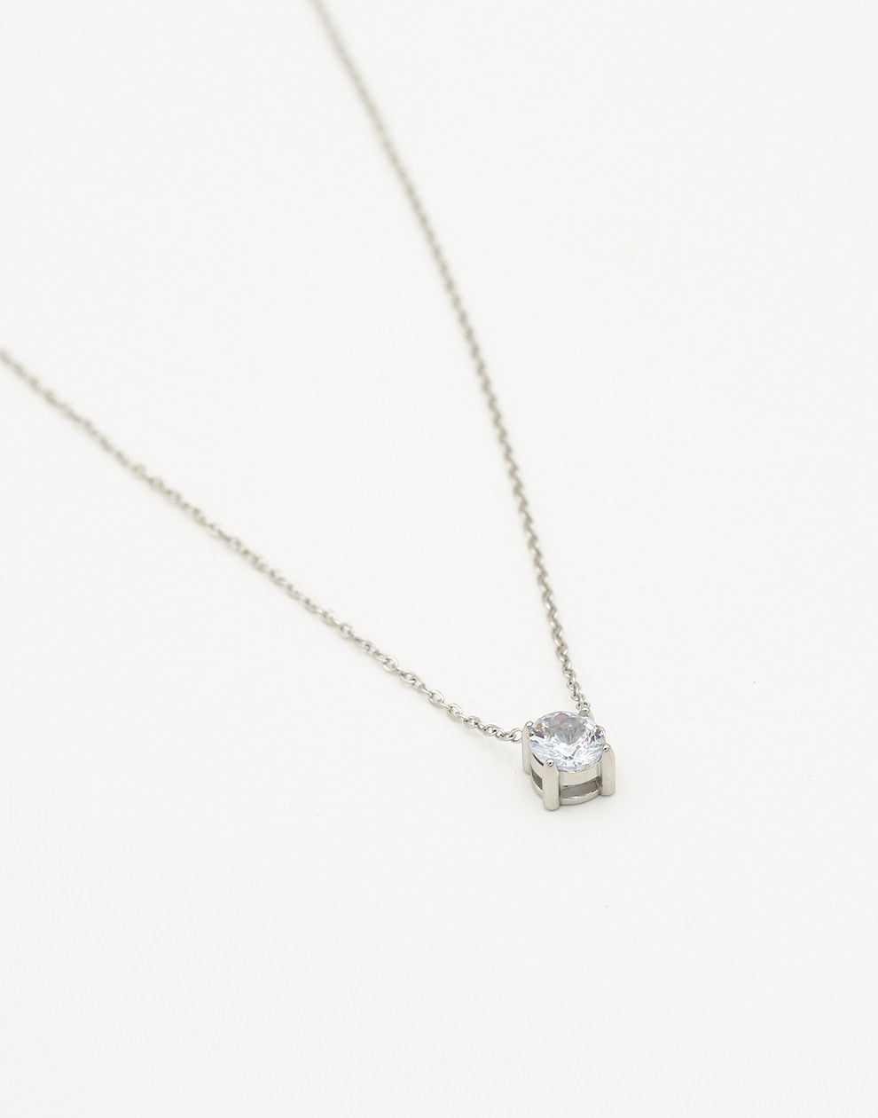 Ketting steen rond zilverkleurig