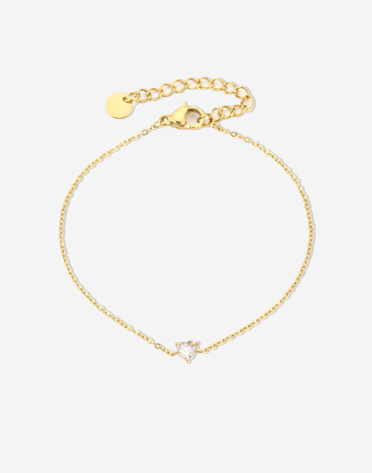 Armband steentje hartje goudkleurig