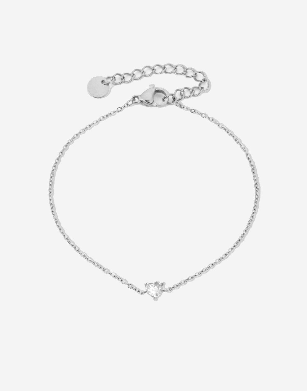 Armband steentje hartje zilverkleurig