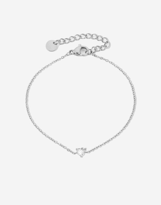 Armband steentje hartje zilverkleurig