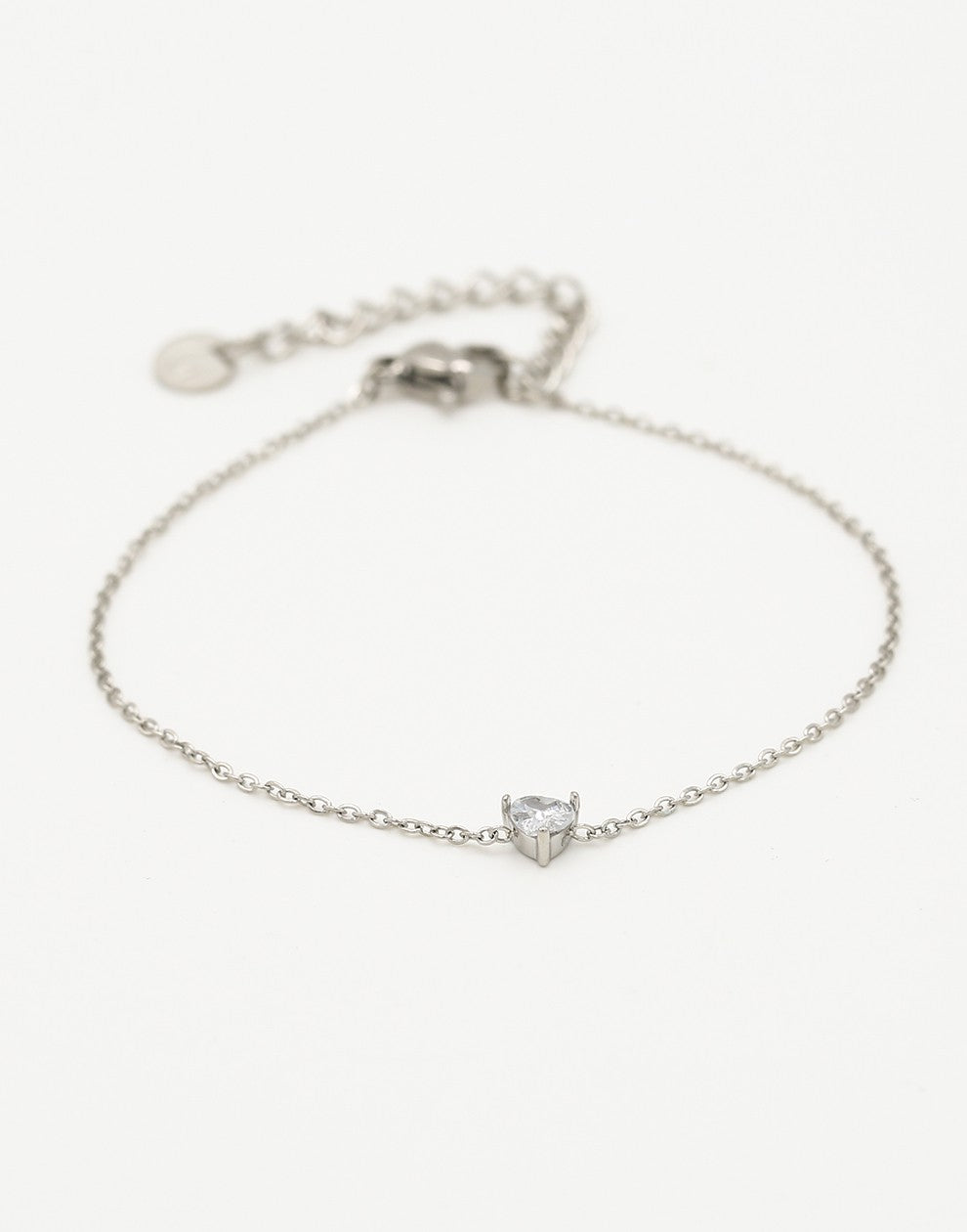 Armband steentje hartje zilverkleurig