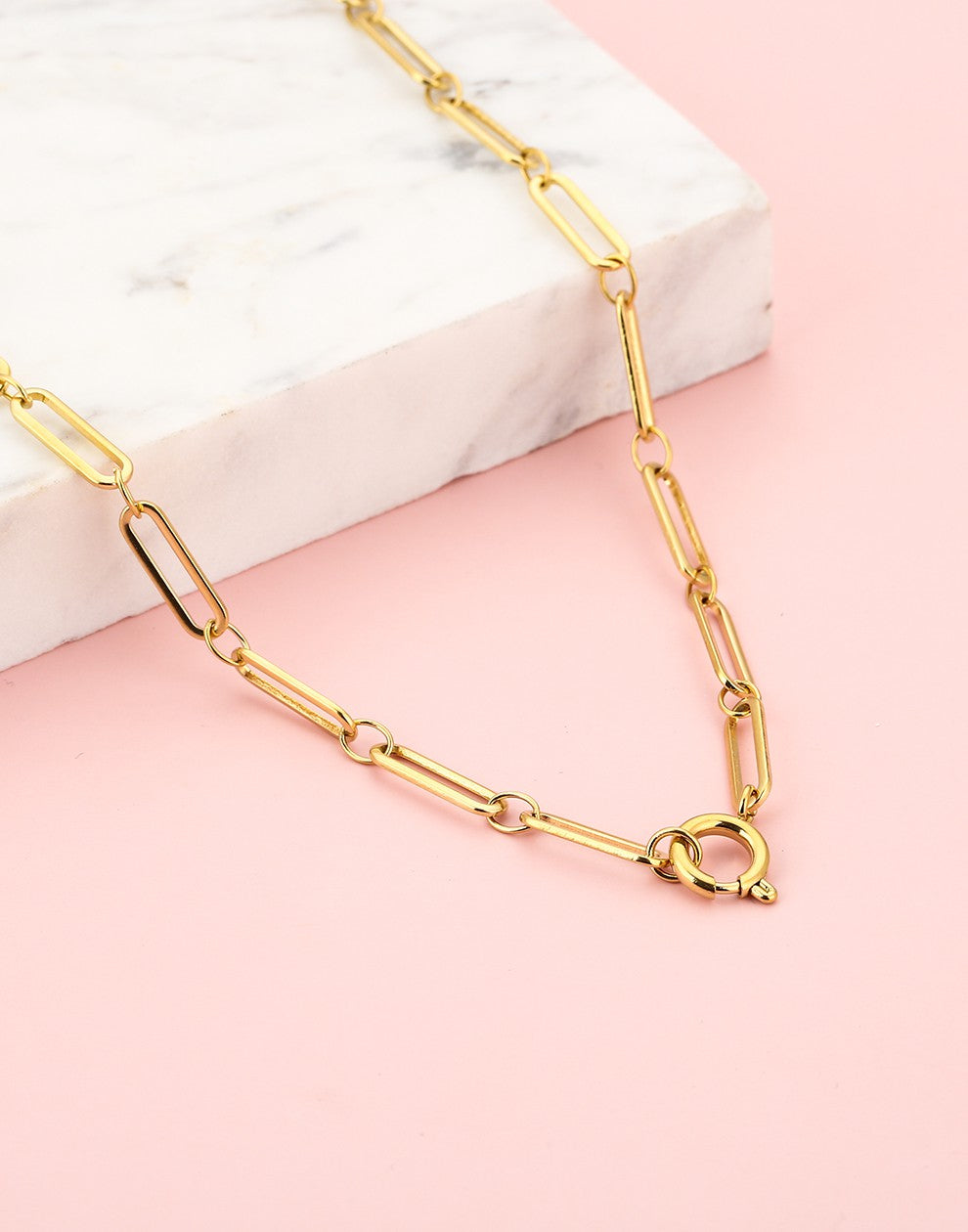 Paperclip schakelketting goudkleurig