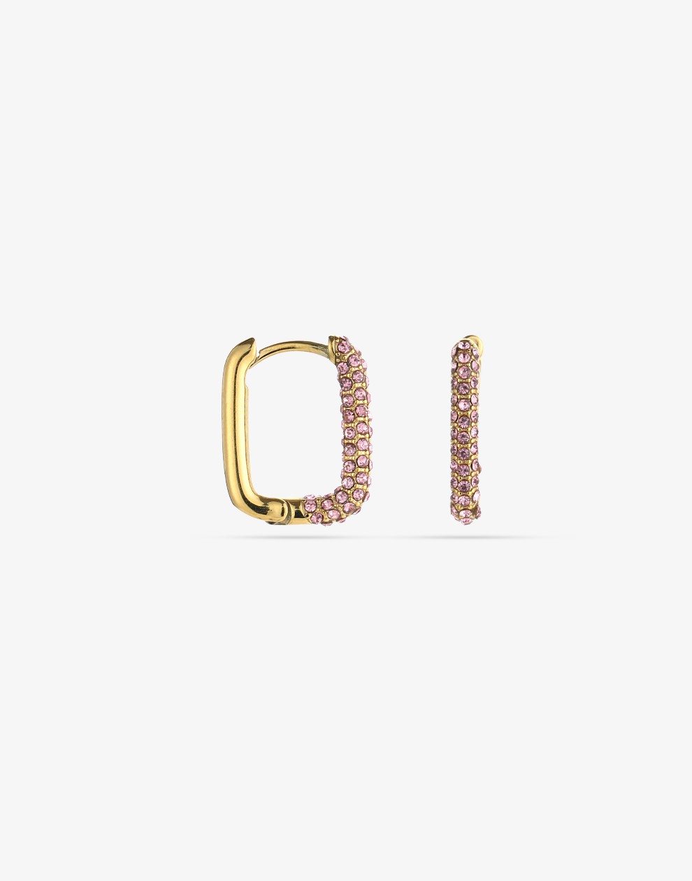 oval earrings with rose gold-colored stones