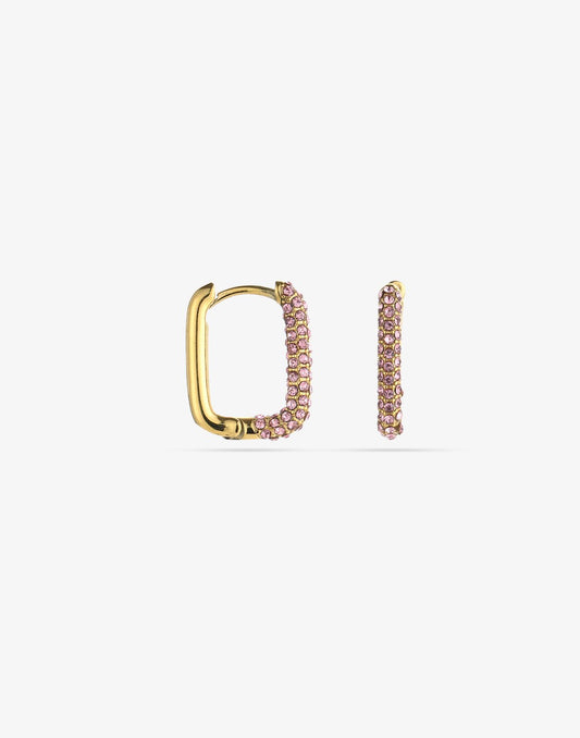 oval earrings with rose gold-colored stones