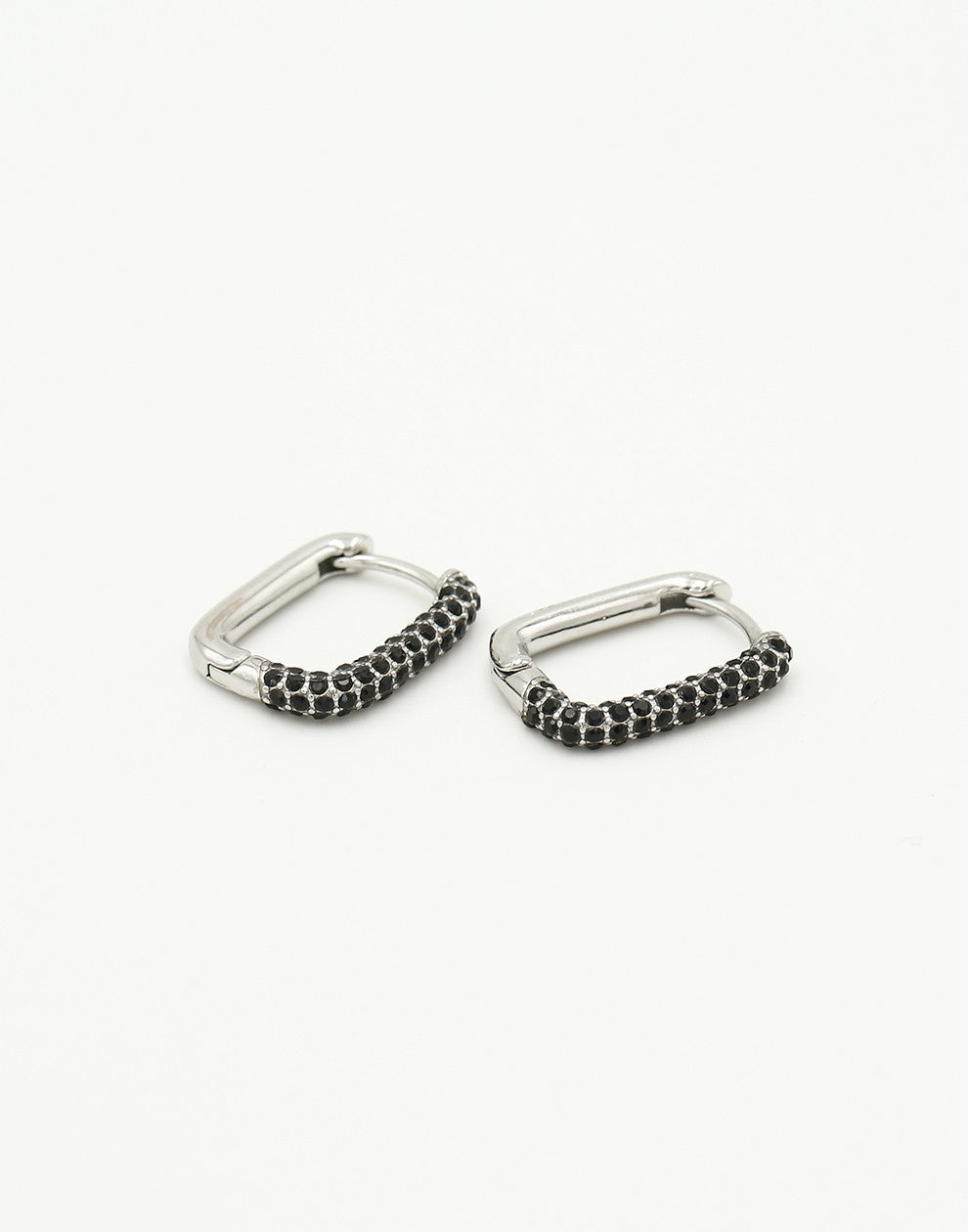 oval earrings with black and silver stones