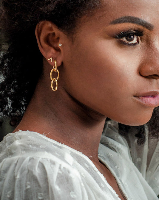 Oorringen ovale schakels hanger goudkleurig