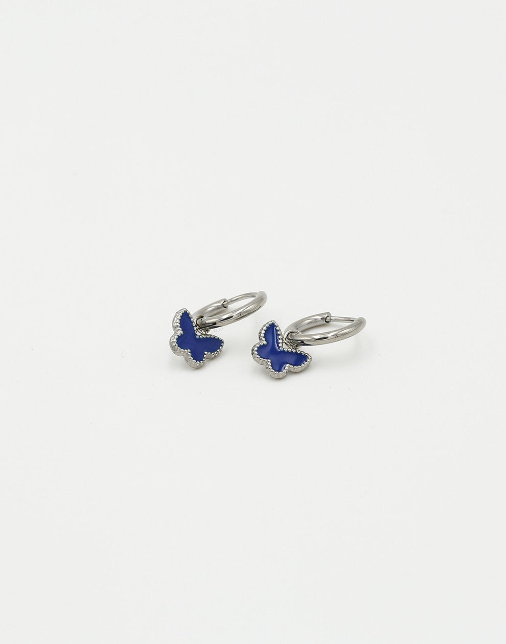 oorringen vlinder blauw zilverkleurig
