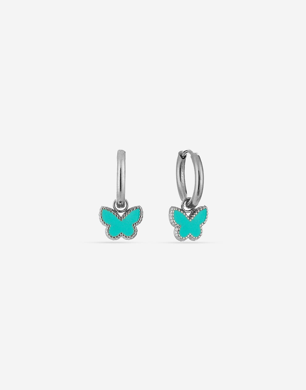 oorringen vlinder turquoise zilverkleurig