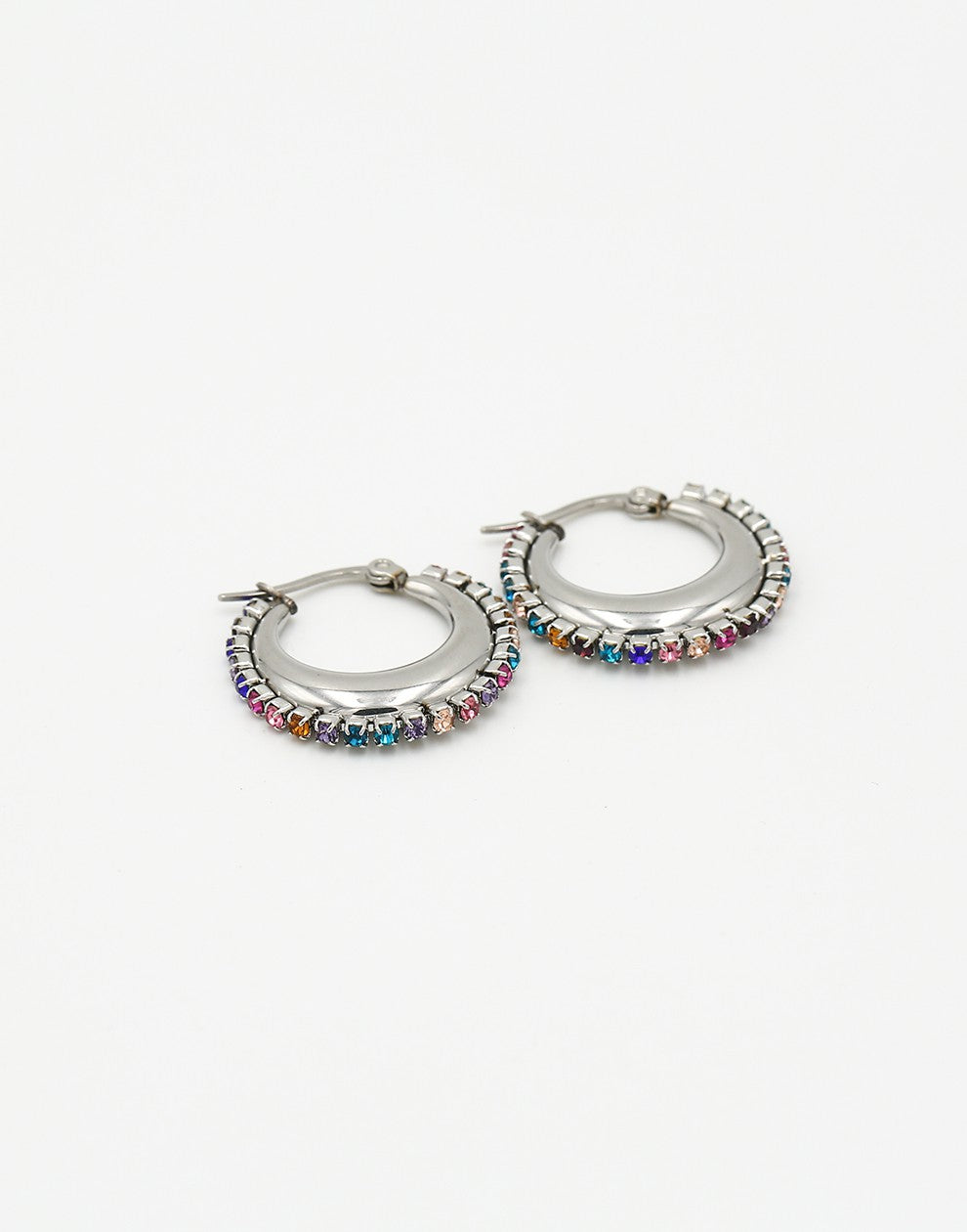 Hoops steentjes multi zilverkleurig