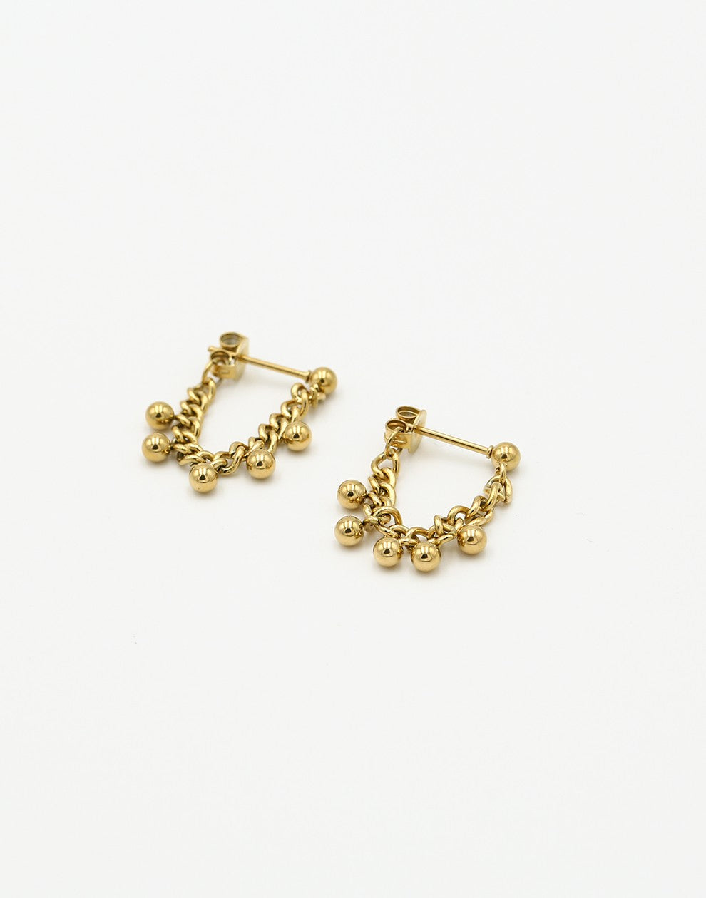 oorbellen ketting bolletjes goudkleurig