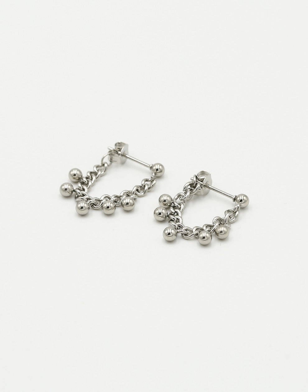 oorbellen ketting bolletjes zilverkleurig