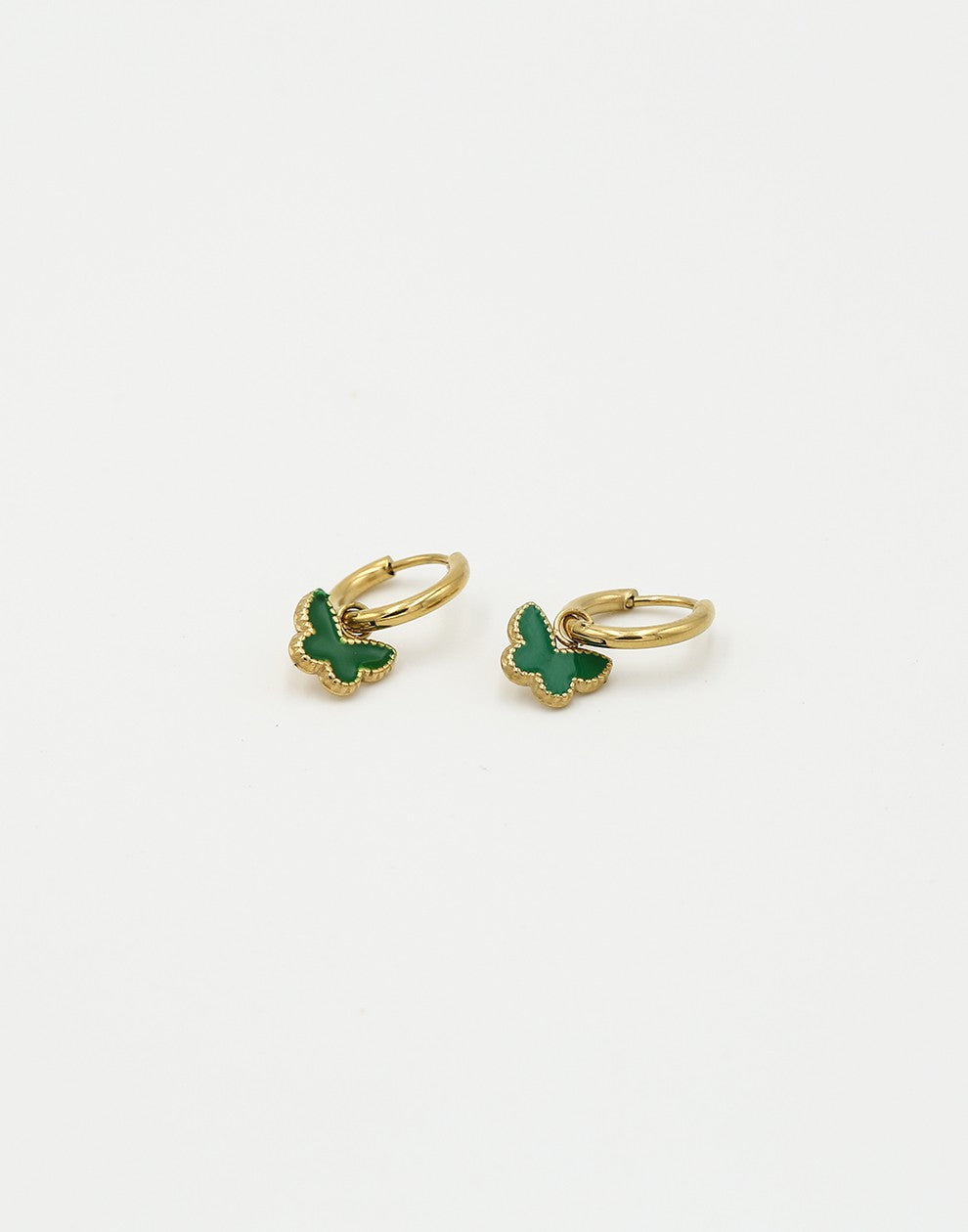 oorringen vlinder groen goudkleurig