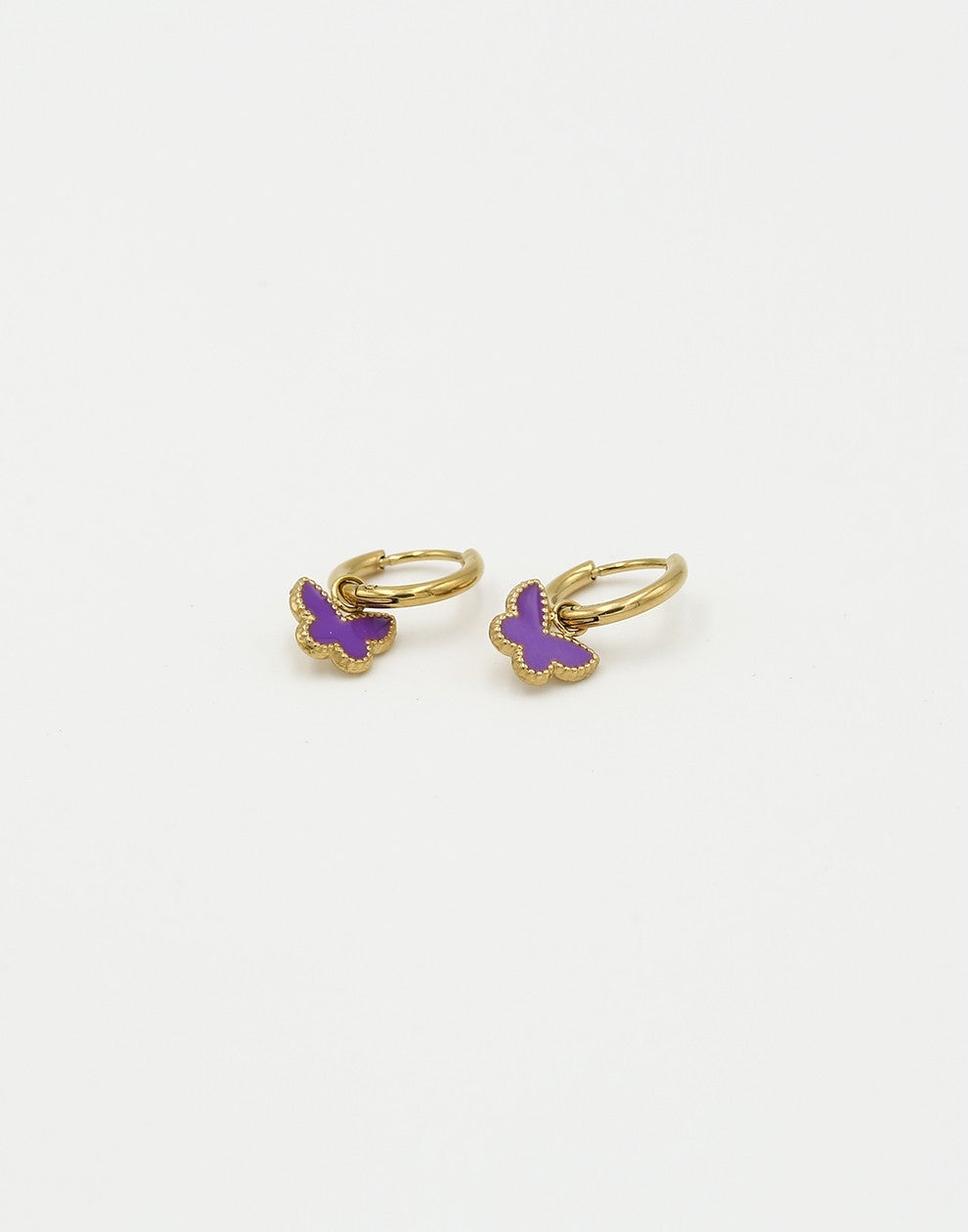 earrings butterfly purple gold-colored
