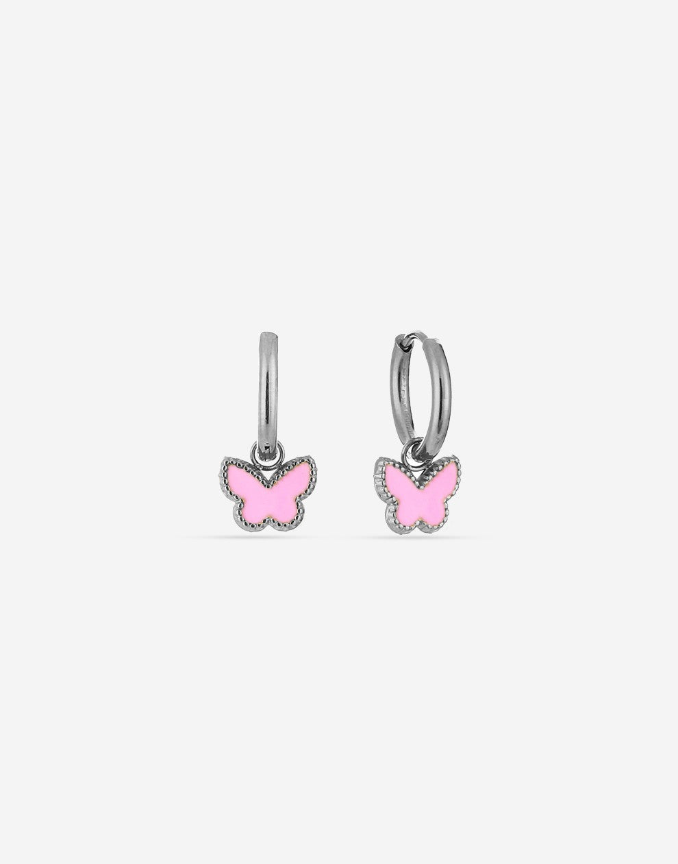 earrings butterfly pink silver-colored