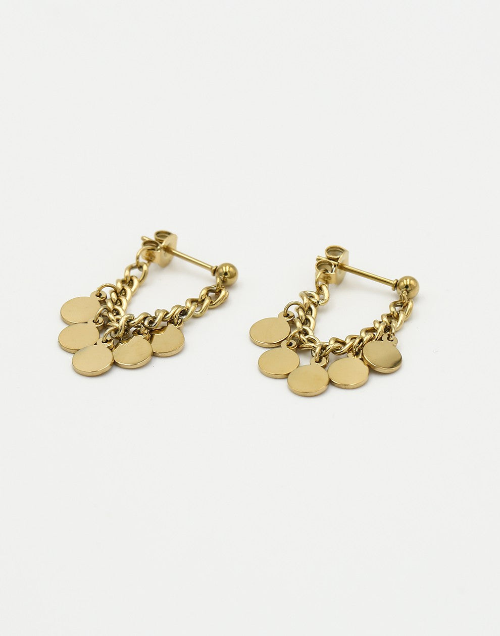 Oorbel chain muntjes goudkleurig