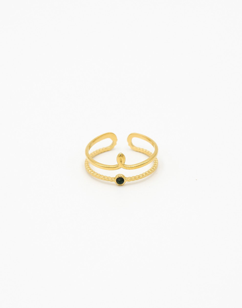 ring dubbel met steen zwart