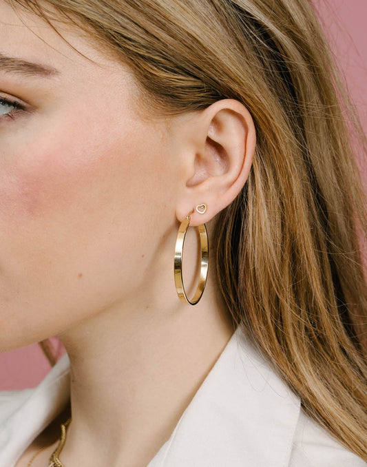 platte hoops 40mm goudkleurig