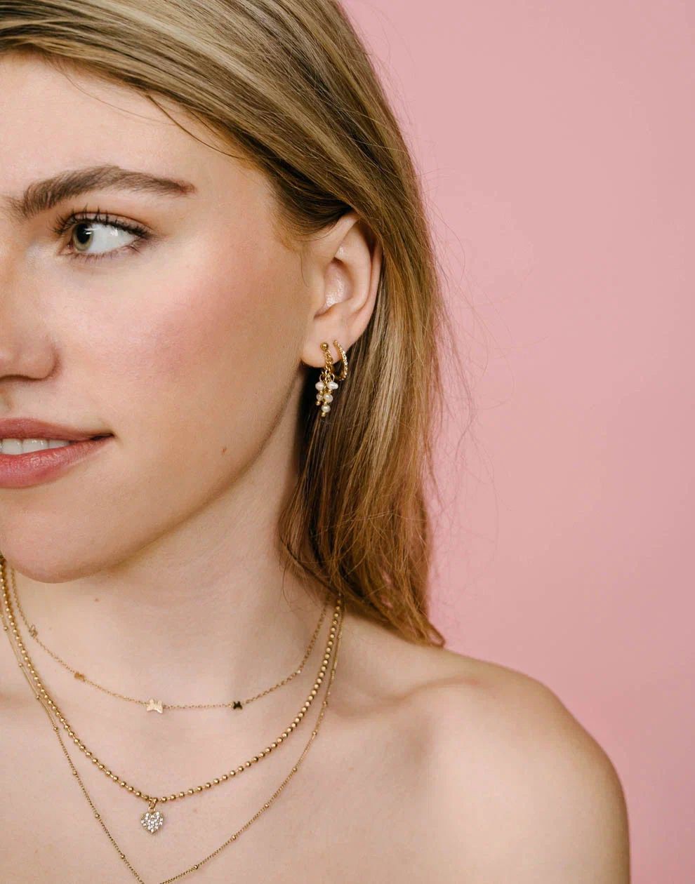 oorbellen ketting & parels goudkleurig