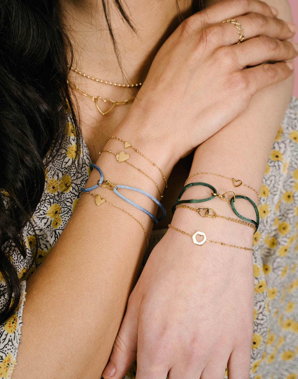 Armbanden vrienden set speels hartje goudkleurig