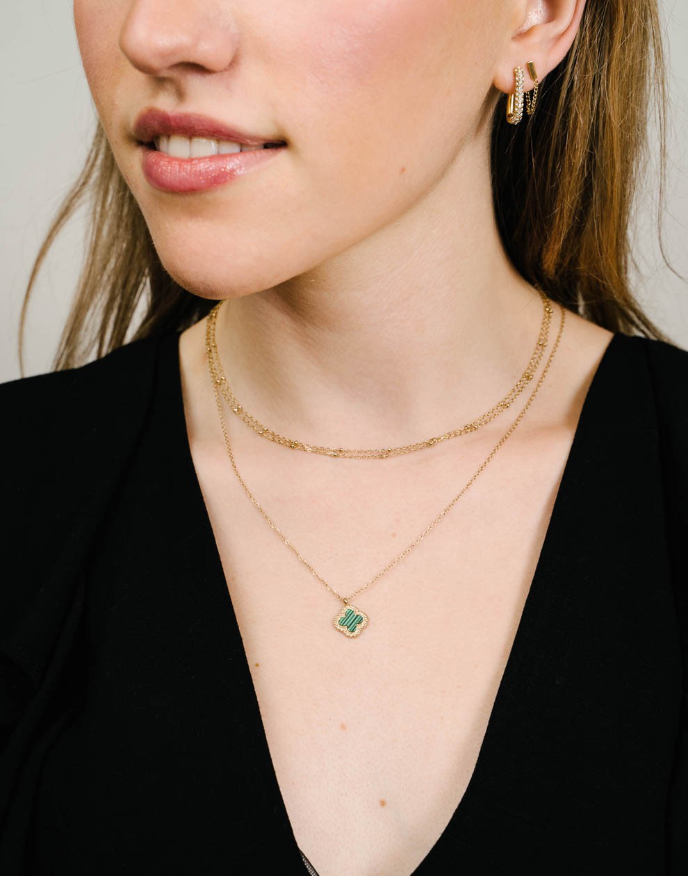 Ketting goudkleurig bolletjes dubbel